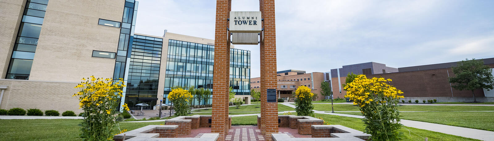 photo of alumni tower, nec, and russ engineering center at wright state